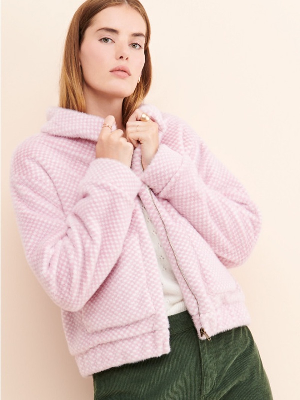 4SI3NNA Check Pattered Jacket in Pink